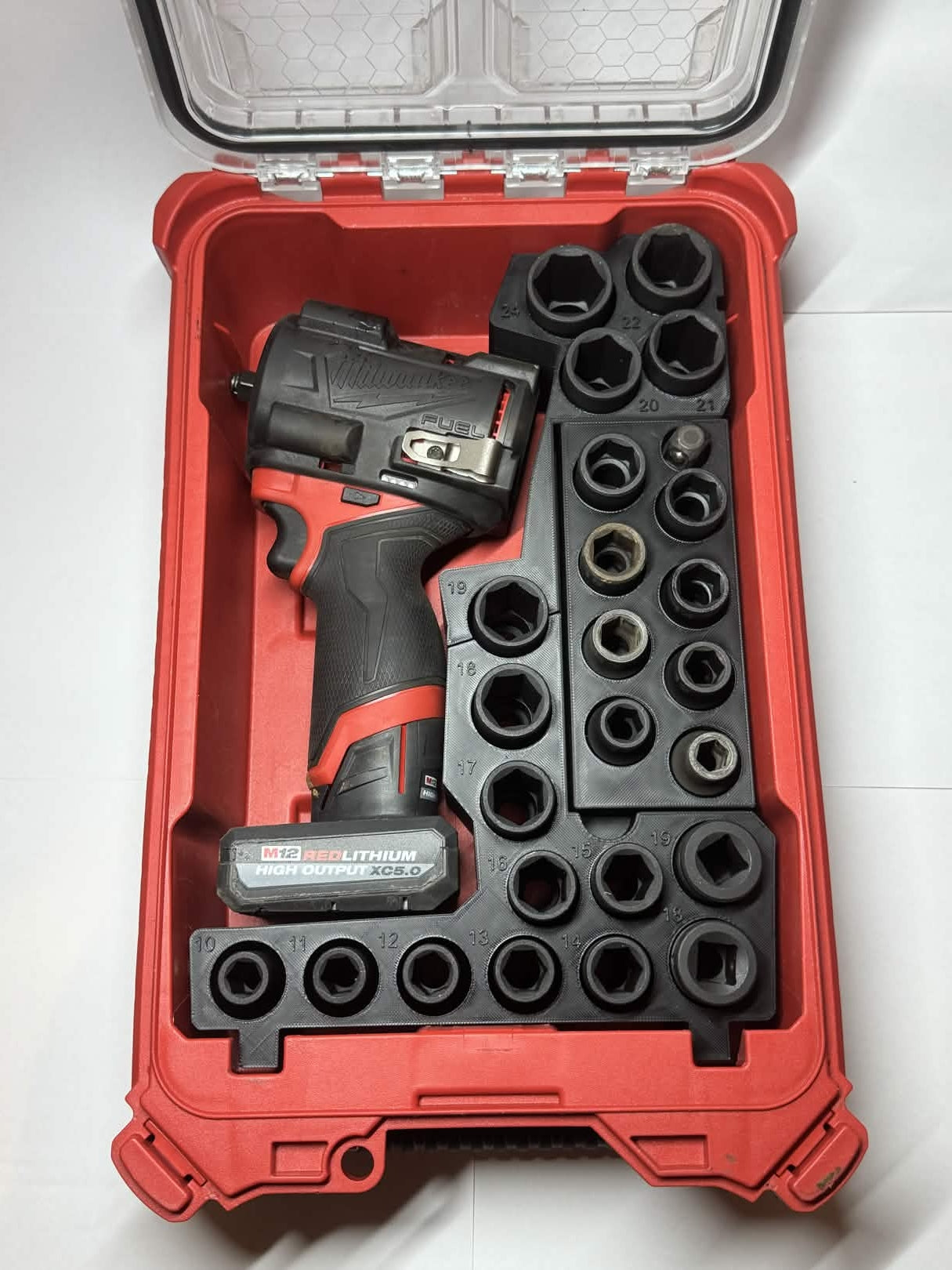 1/2 Drive Impact Metric With 12v Stubby Tool Insert Compatible with Milwaukee Packout